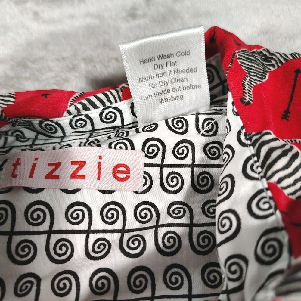 Tizzie Zebra Print Stretch Cotton Button Front Shirt Small Dizzy Lizzie - Picture 5 of 8